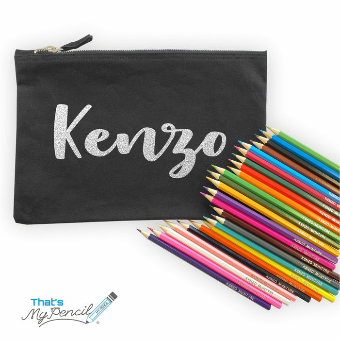 Large Canvas Pencil Case with 24 Colouring Pencils