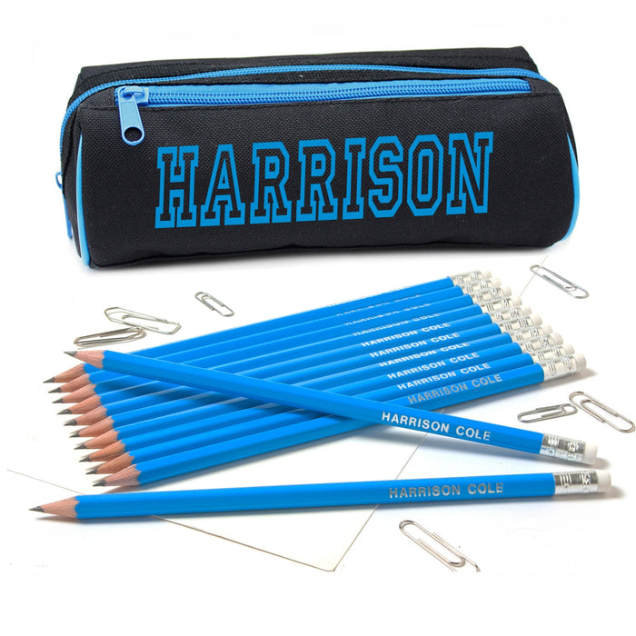 Double Zip Pencil Case with 12 HB Pencils