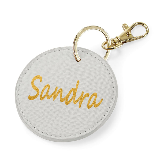Circular Key Ring / Bag Clip - Boutique Styling – Personalised with name - Oyster plus other colours