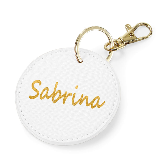 Circular Key Ring / Bag Clip - Boutique Styling – Personalised with name - Oyster plus other colours