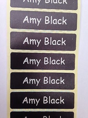 Classic Iron-On Name Tapes Silver Print on Black