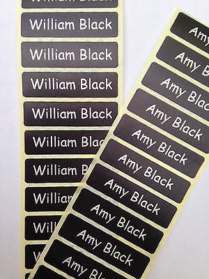 Classic Iron-On Name Tapes Silver Print on Black