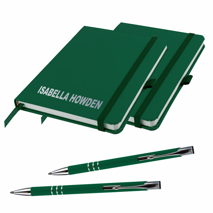 Mini A6 Personalised Notebooks and matching Pen - Twin Pack