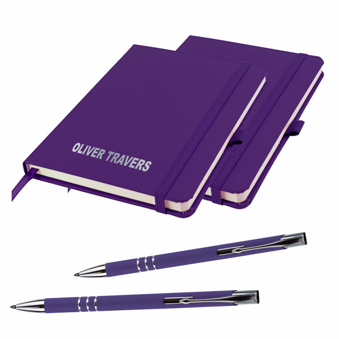 Mini A6 Personalised Notebooks and matching Pen - Twin Pack