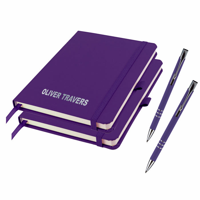 Mini A6 Personalised Notebooks and matching Pen - Twin Pack