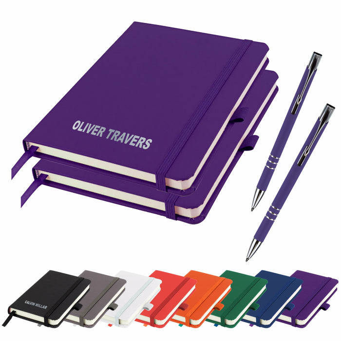 Mini A6 Personalised Notebooks and matching Pen - Twin Pack