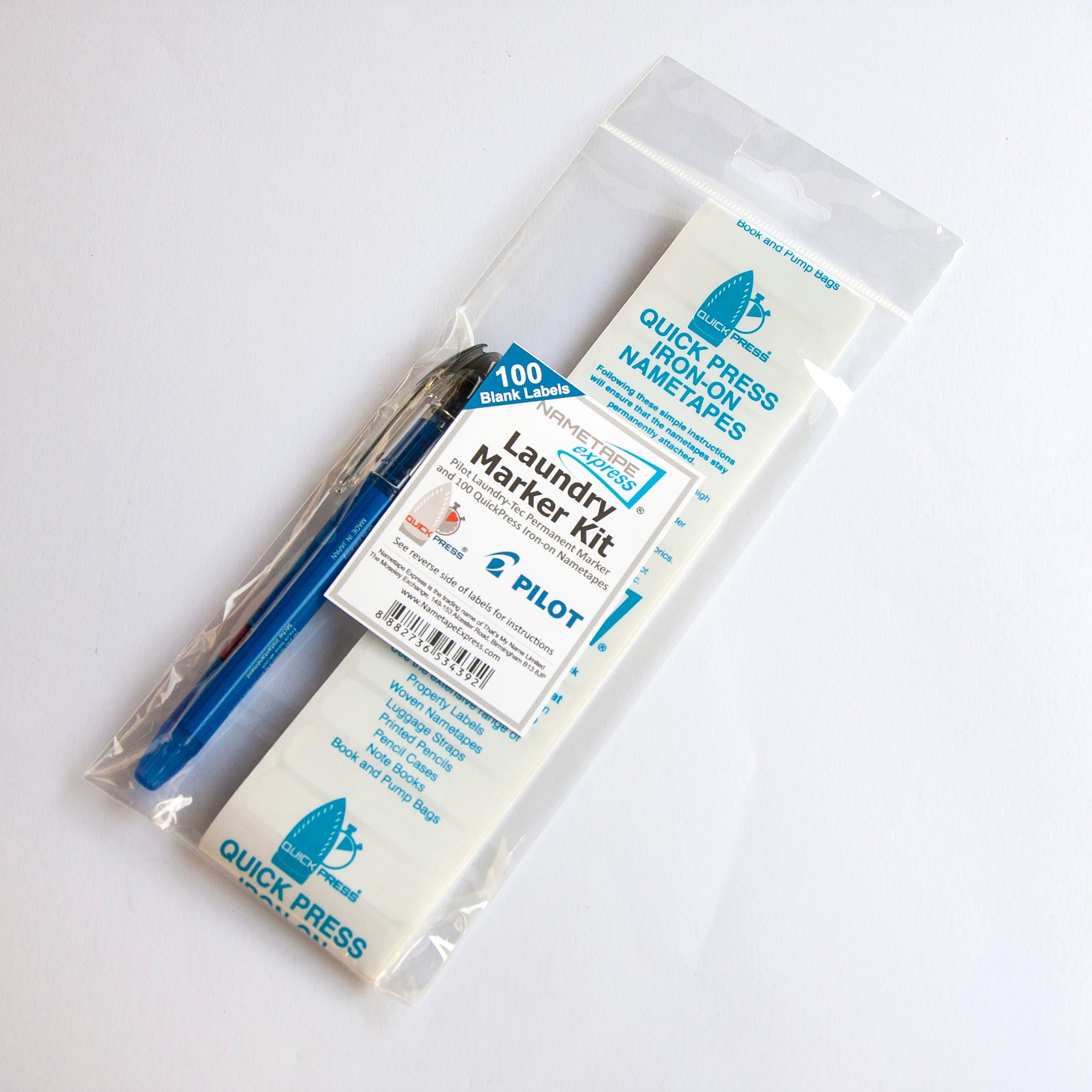 Laundry Kit with Pilot Laundry-Tec Marker & Blank Tapes — Nametape Express