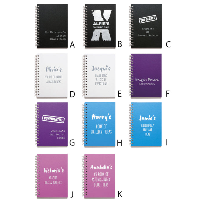 Personalised Wire Bound Note Books - Style J