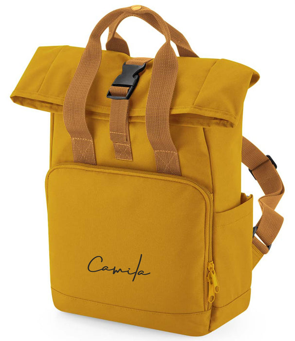 Roll Top Backpack Printed with Name