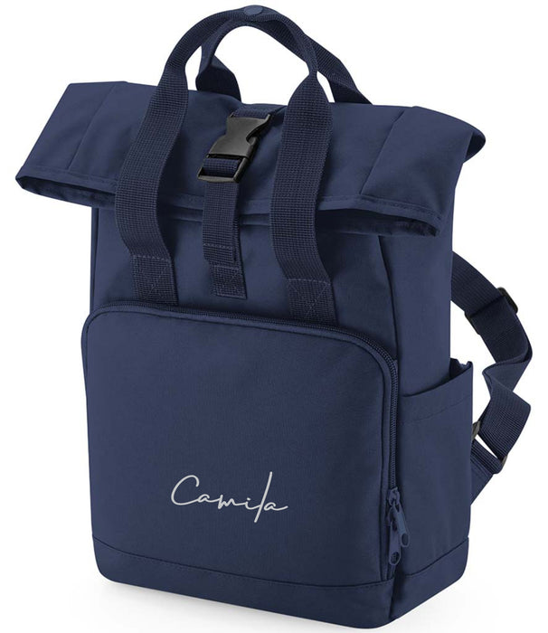 Roll Top Backpack Printed with Name