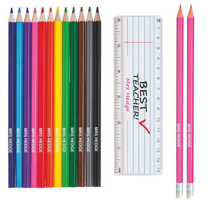 Personalised Tin Set - Best Teacher Pink