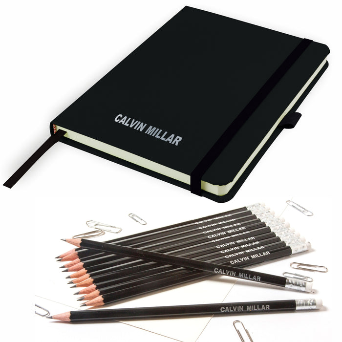 Personalised A5 Notebook with 12 Pencils