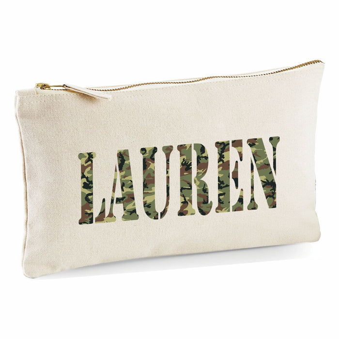 Camouflage Print Canvas Pencil Case with Pencils