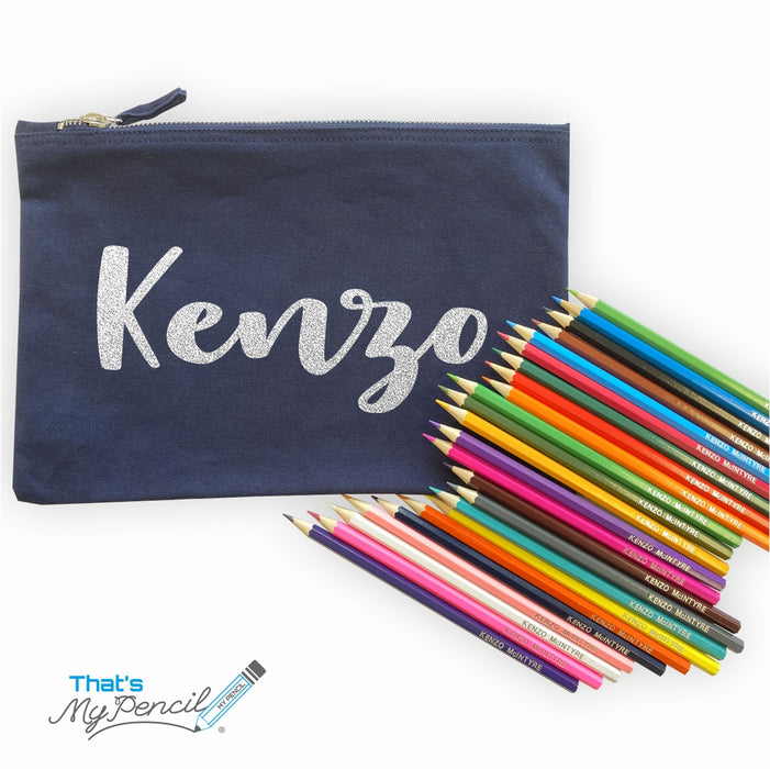 Large Canvas Pencil Case with 24 Colouring Pencils