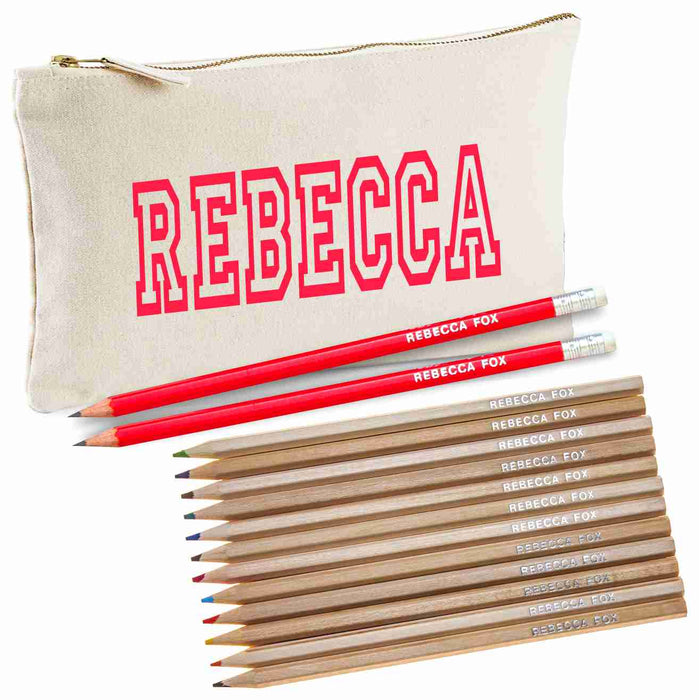 Canvas Pencil Case with 12 Colouring and 2HB Pencils