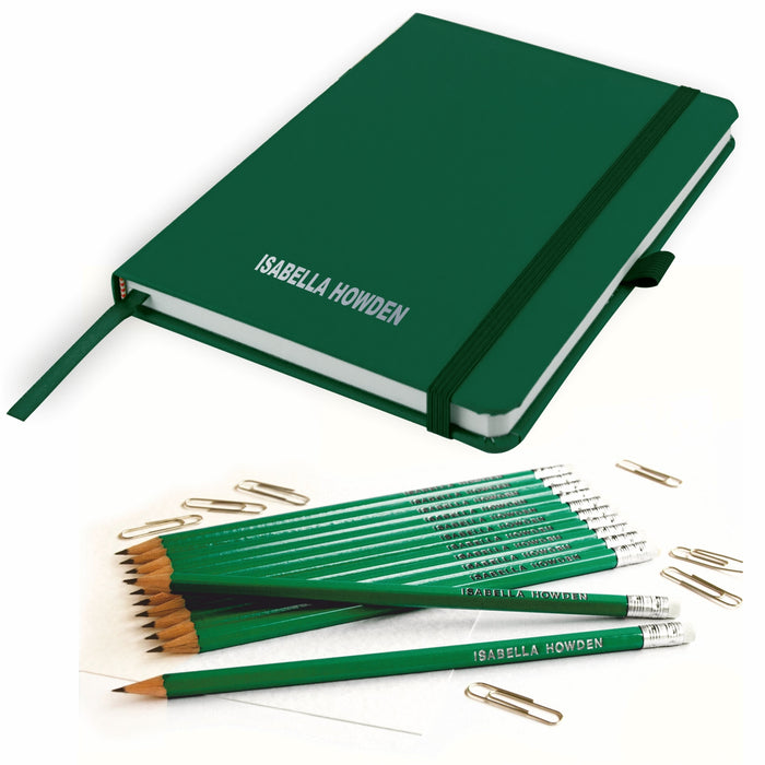 Personalised A5 Notebook with 12 Pencils