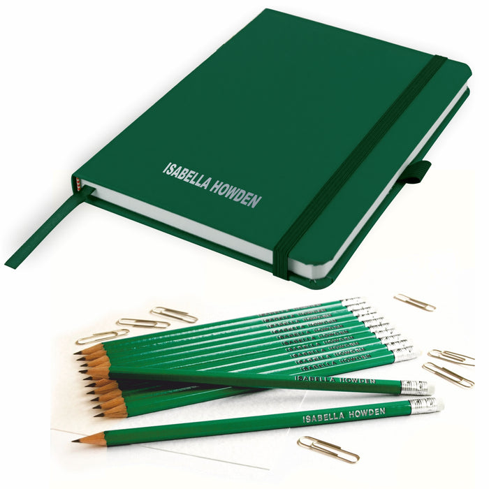 Personalised Notebook with 12 Pencils