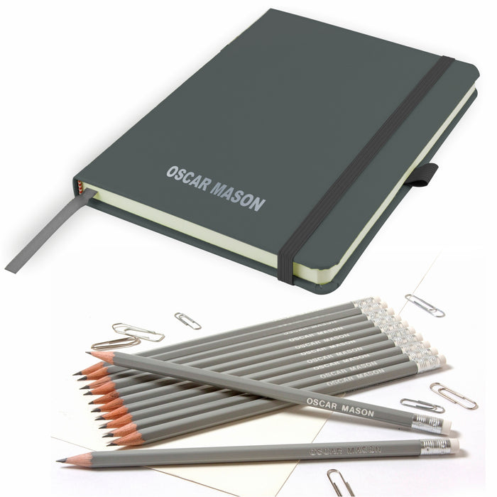 Personalised A5 Notebook with 12 Pencils