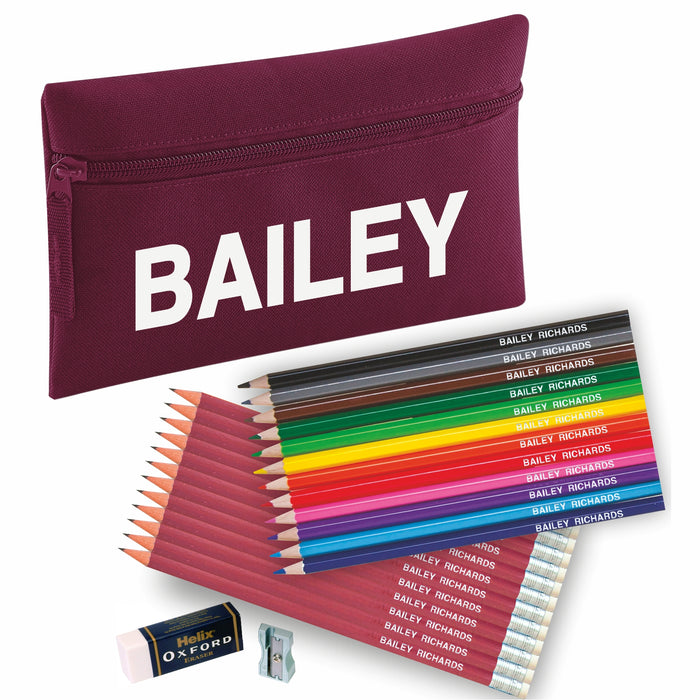 Pencil Case with 12 Colouring & 12 HB Pencils + Helix Sharpener & Eraser