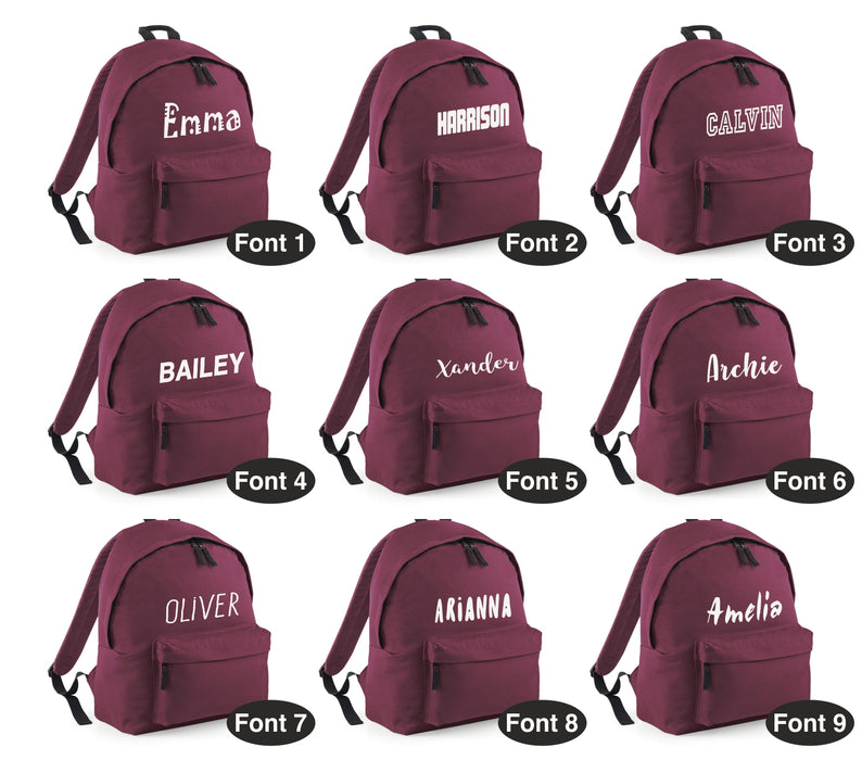 Backpack Printed with Name Junior and Adult Sizes