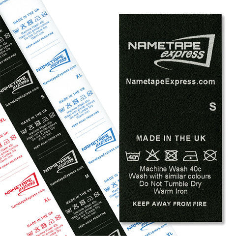 Sew-in Garment Labels Customised with Washing Symbols/Instructions