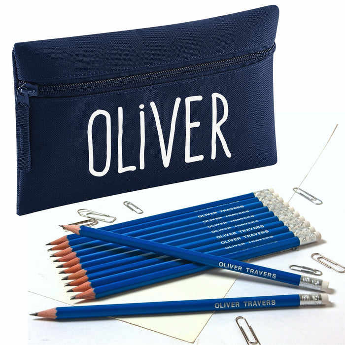 Pencil Case with 12 Embossed HB Pencils