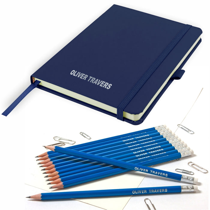 Personalised A5 Notebook with 12 Pencils