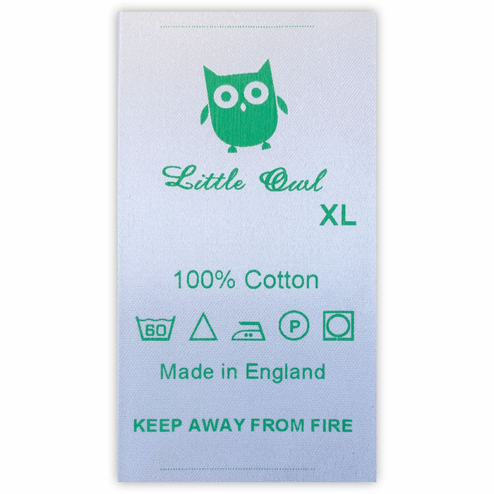 Sew-in Garment Labels Customised with Washing Symbols/Instructions