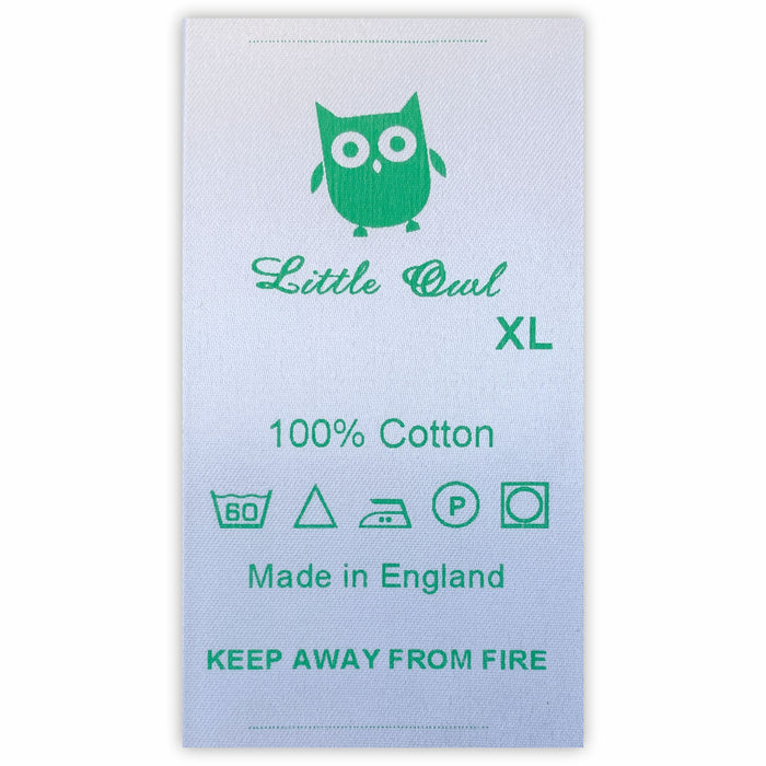 Sew-in Garment Labels Customised with Washing Symbols/Instructions