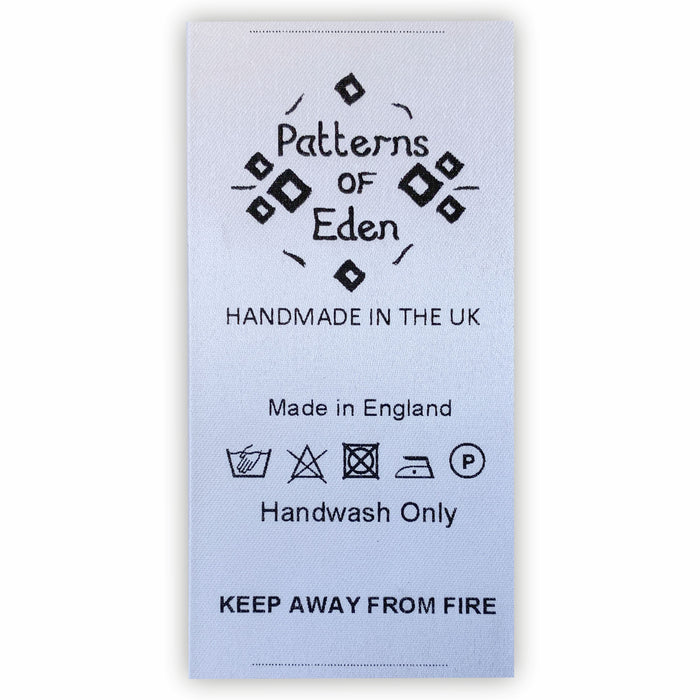 Sew-in Garment Labels Customised with Washing Symbols/Instructions