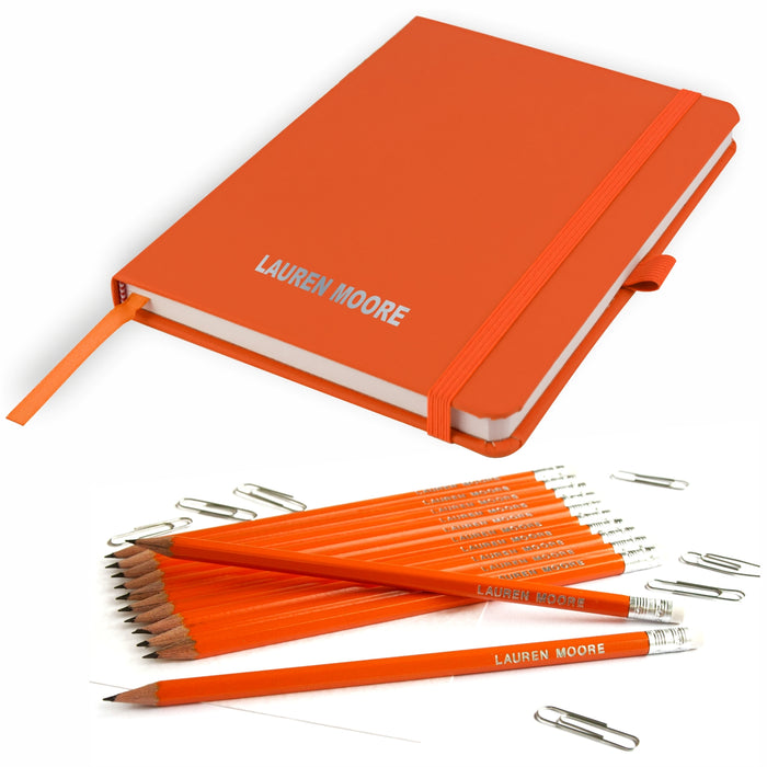 Personalised A5 Notebook with 12 Pencils