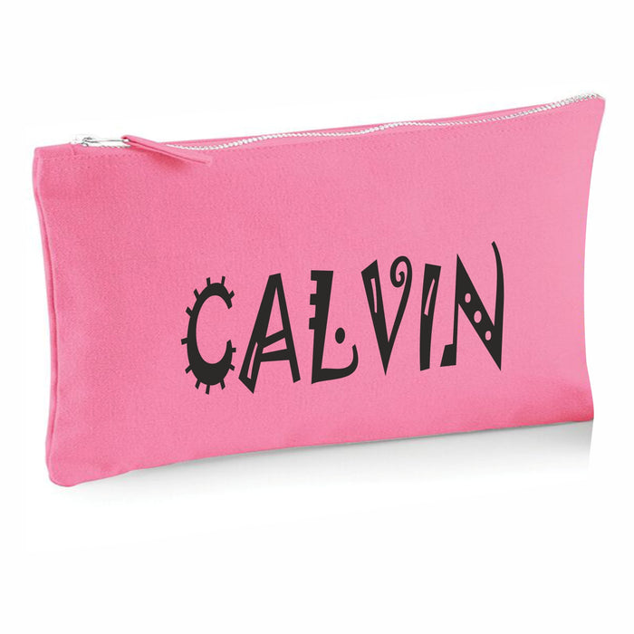 Pink Canvas Pencil Case with 12 Colouring and 2 HB Pencils