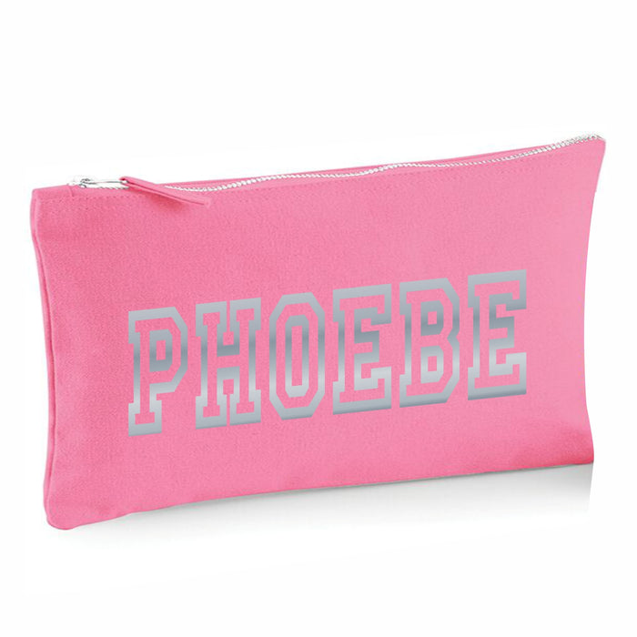 Pink Canvas Pencil Case with 12 Colouring and 2 HB Pencils