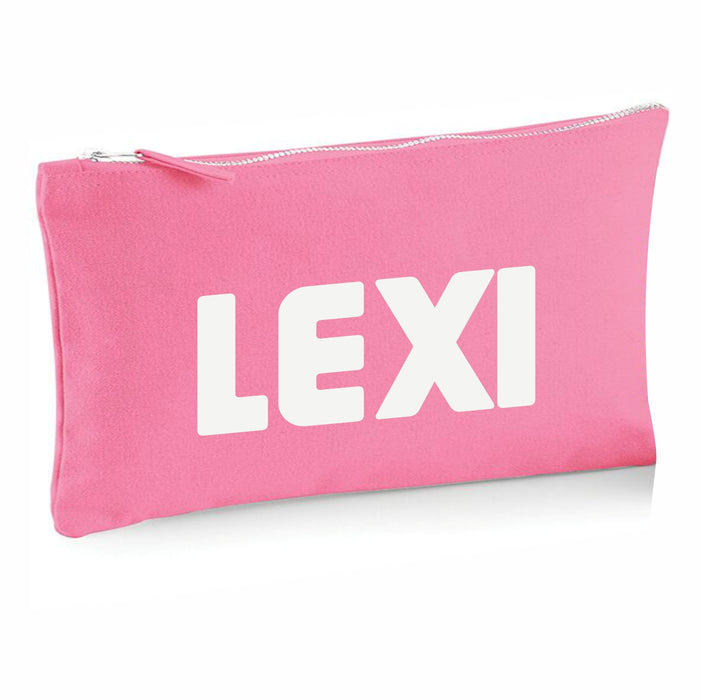 Pink Canvas Pencil Case with 12 Colouring and 2 HB Pencils