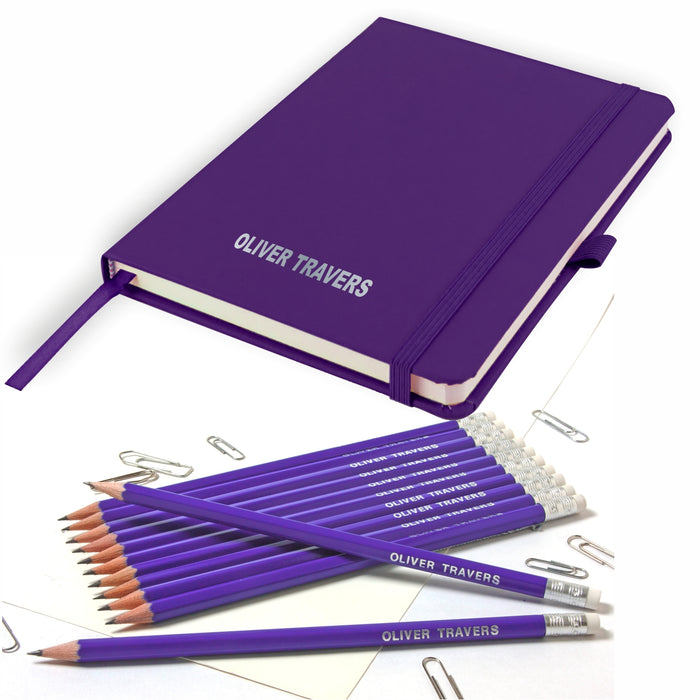 Personalised A5 Notebook with 12 Pencils