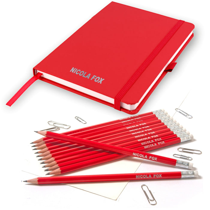 Personalised A5 Notebook with 12 Pencils