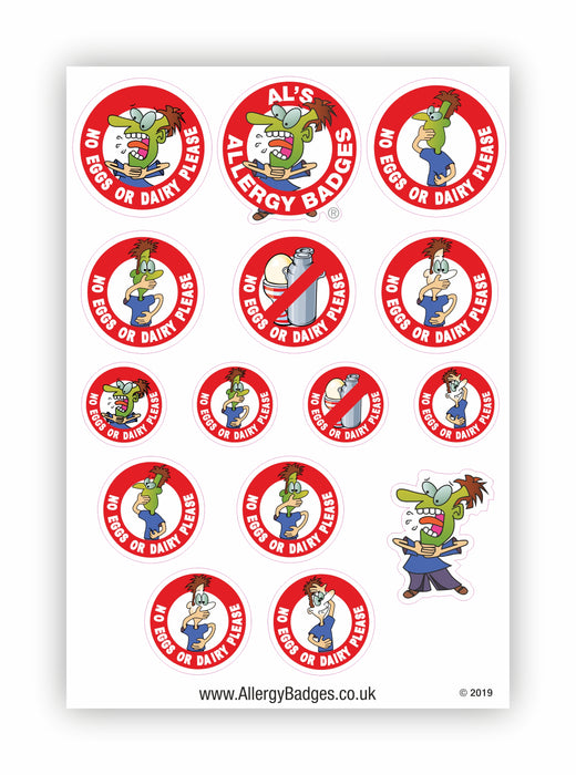 Egg & Dairy Allergy Warning Stickers - No Eggs & Dairy
