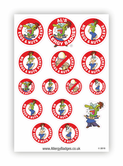Egg & Nut Allergy Warning Stickers - No Eggs & Nuts