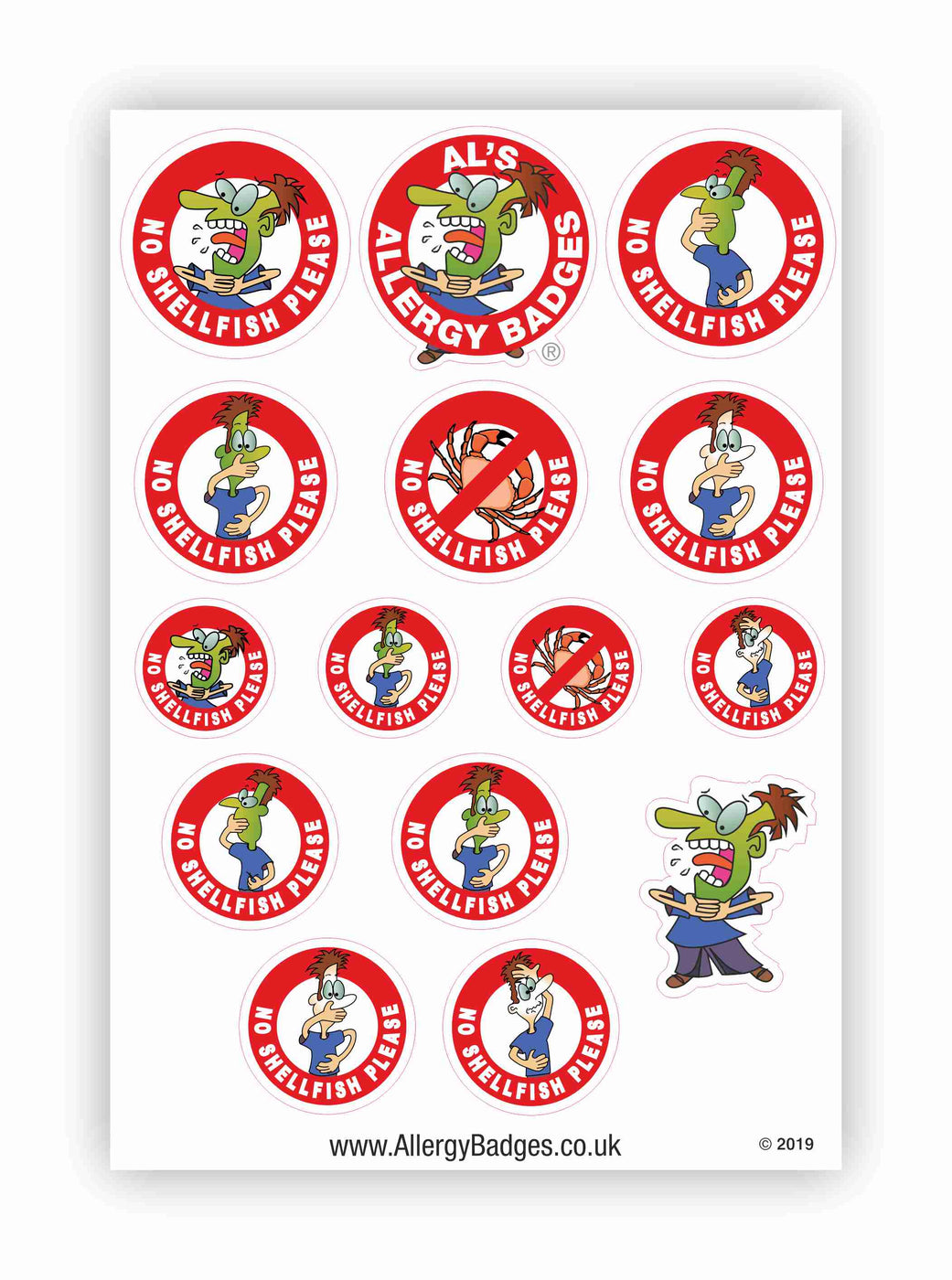 Shellfish Allergy Warning Stickers - No Shellfish — Nametape Express