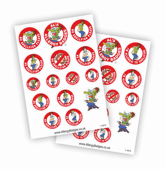 Shellfish Allergy Warning Stickers - No Shellfish
